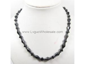 Mens Magnetic Hematite 8X10mm Bicone Beads Strands Necklace